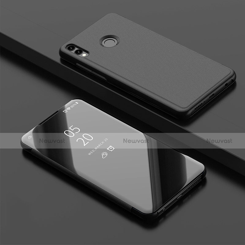 Leather Case Stands Flip Mirror Cover Holder for Huawei Enjoy 9 Plus Black