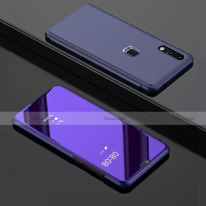 Leather Case Stands Flip Mirror Cover Holder for Huawei Enjoy 9 Purple