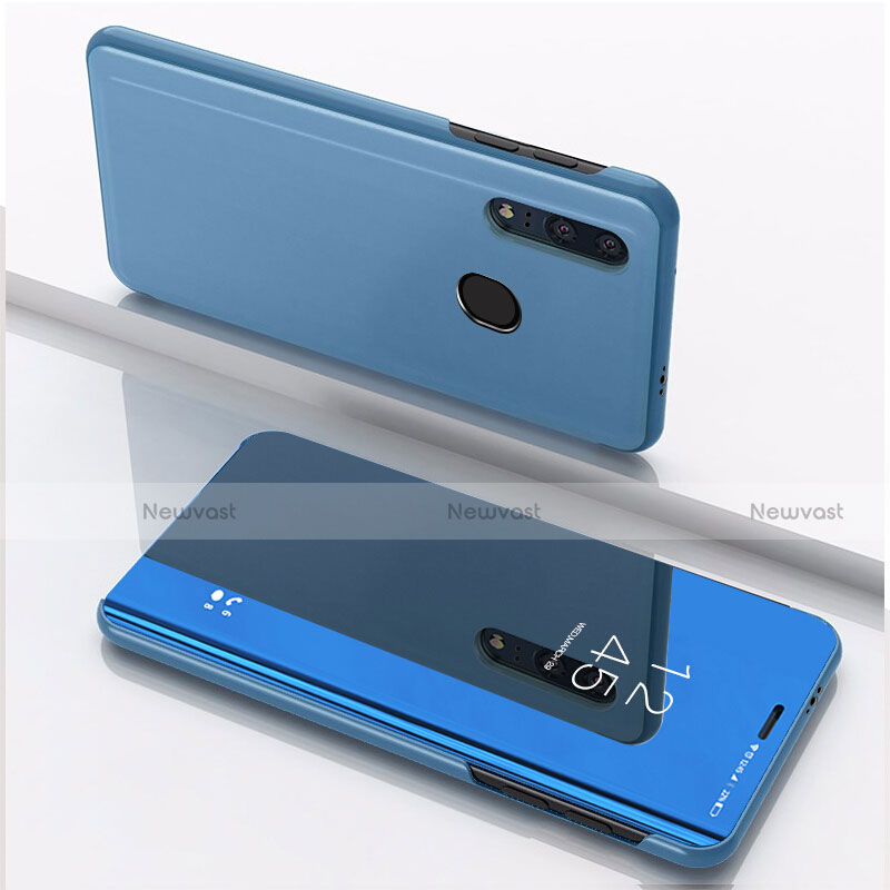 Leather Case Stands Flip Mirror Cover Holder for Huawei Enjoy 9s Blue