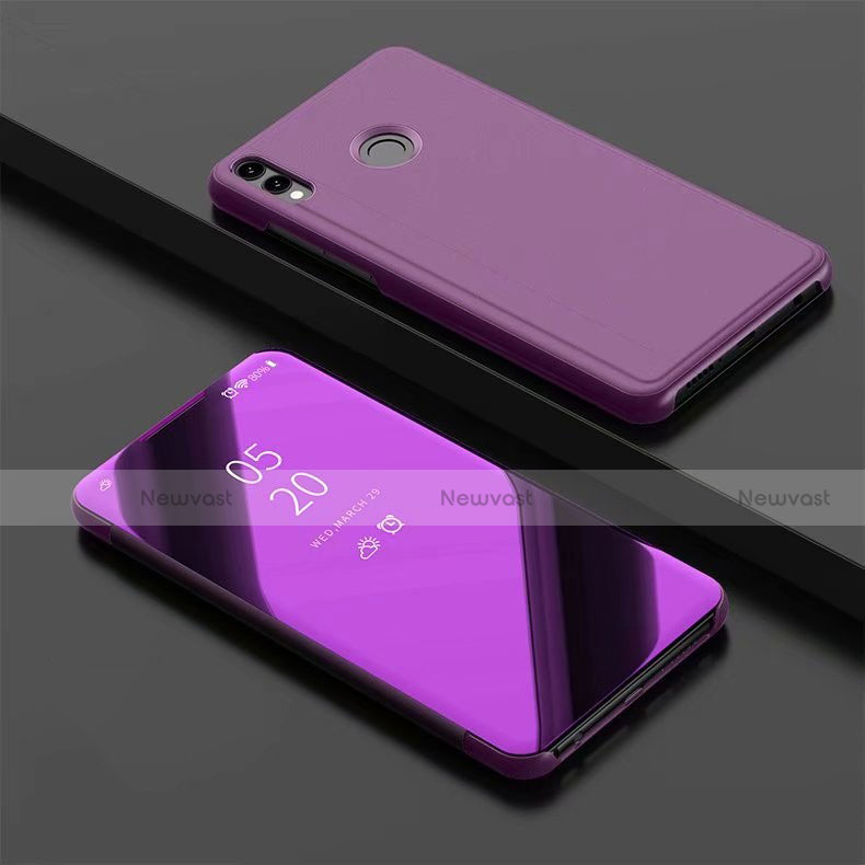Leather Case Stands Flip Mirror Cover Holder for Huawei Honor 8X Purple