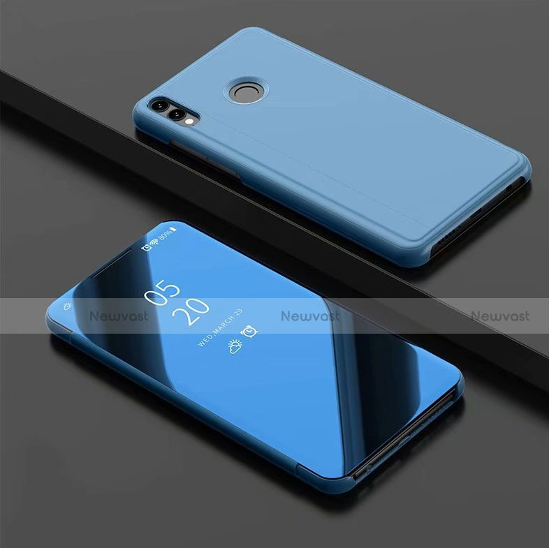 Leather Case Stands Flip Mirror Cover Holder for Huawei Honor V10 Lite Sky Blue