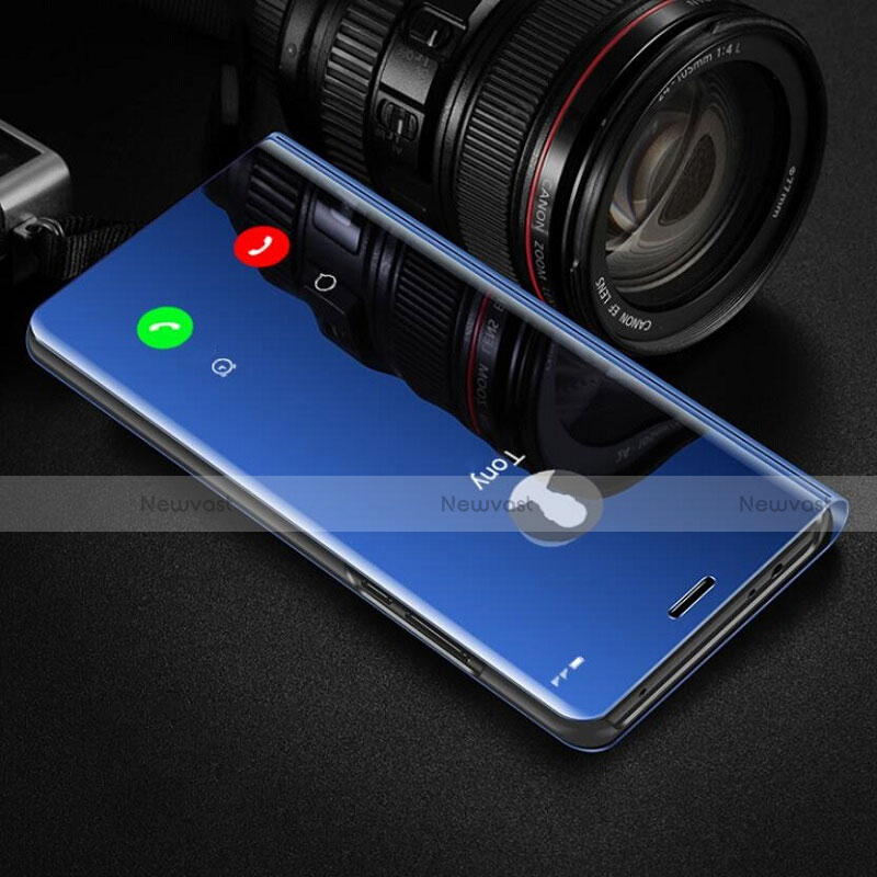 Leather Case Stands Flip Mirror Cover Holder for Huawei Honor V30 Pro 5G Blue