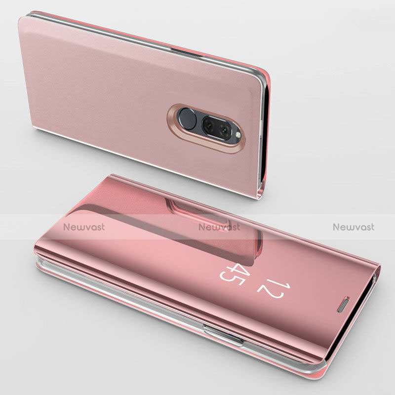 Leather Case Stands Flip Mirror Cover Holder for Huawei Mate 10 Lite Rose Gold