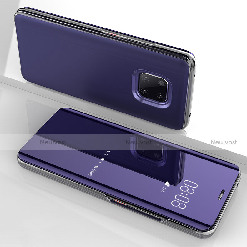 Leather Case Stands Flip Mirror Cover Holder for Huawei Mate 20 Pro Purple