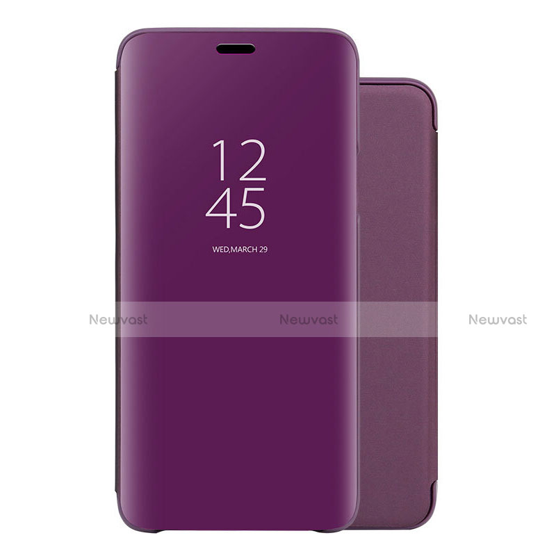 Leather Case Stands Flip Mirror Cover Holder for Huawei Nova 5 Purple