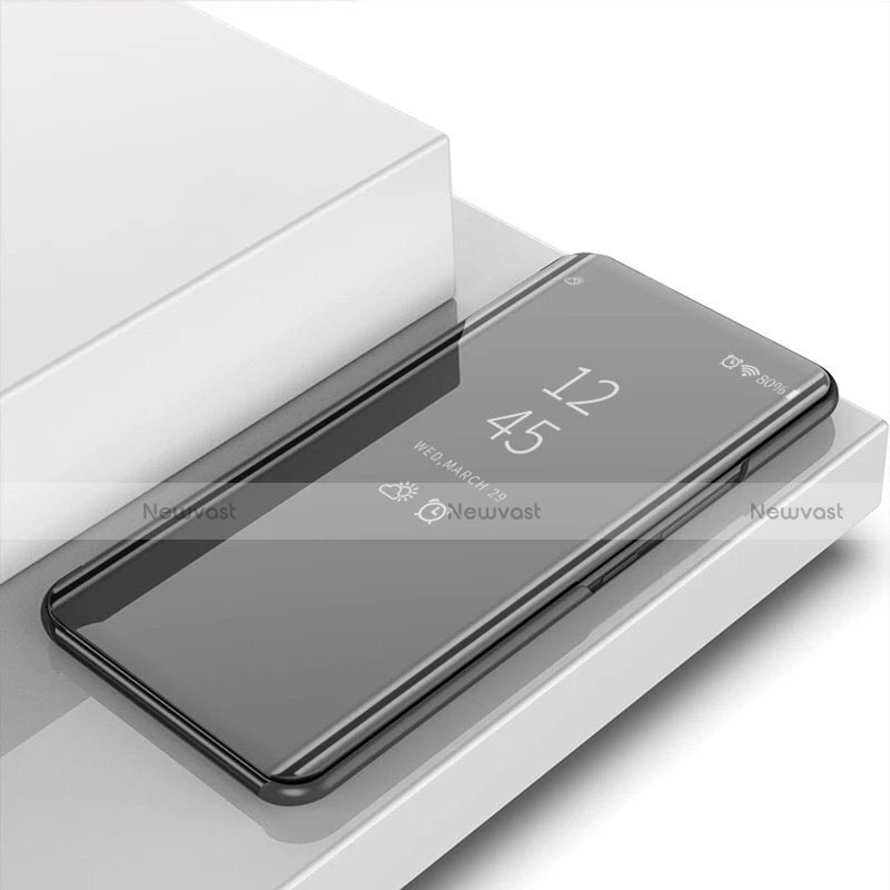 Leather Case Stands Flip Mirror Cover Holder for Huawei Nova 7 5G Black