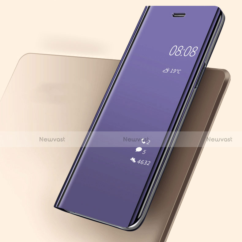 Leather Case Stands Flip Mirror Cover Holder for Huawei P20 Purple