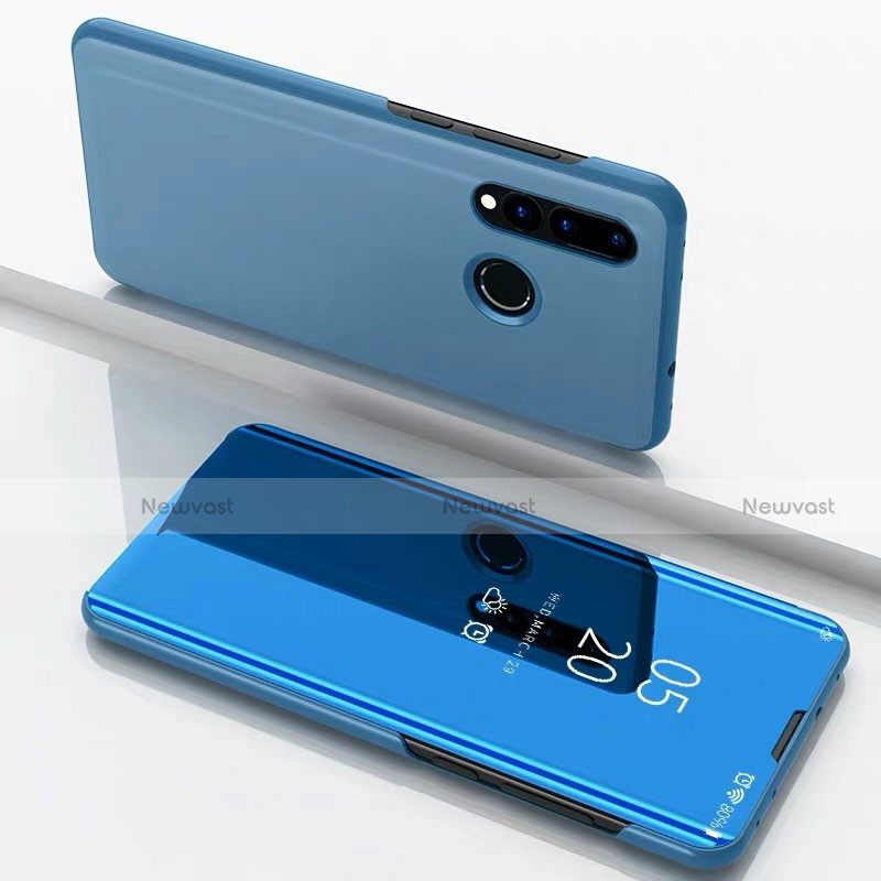 Leather Case Stands Flip Mirror Cover Holder for Huawei P30 Lite Blue