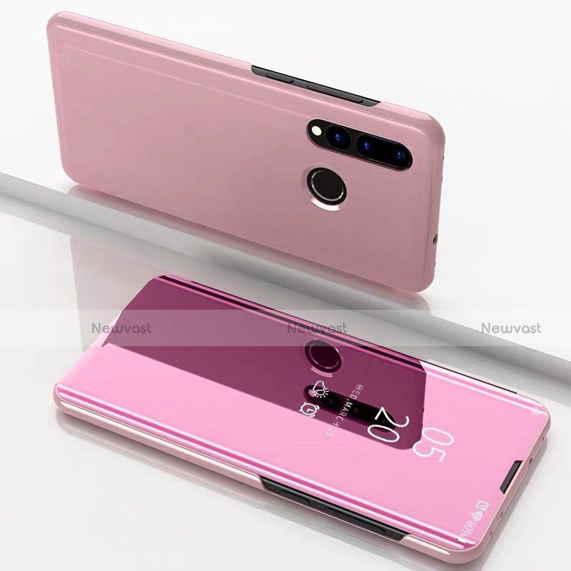 Leather Case Stands Flip Mirror Cover Holder for Huawei P30 Lite New Edition Rose Gold