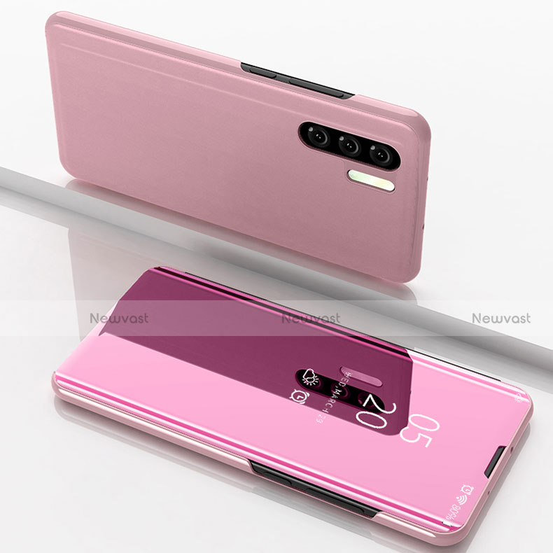 Leather Case Stands Flip Mirror Cover Holder for Huawei P30 Pro Pink