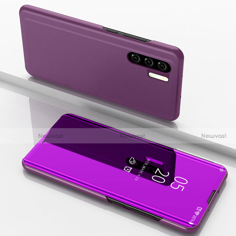 Leather Case Stands Flip Mirror Cover Holder for Huawei P30 Pro Purple