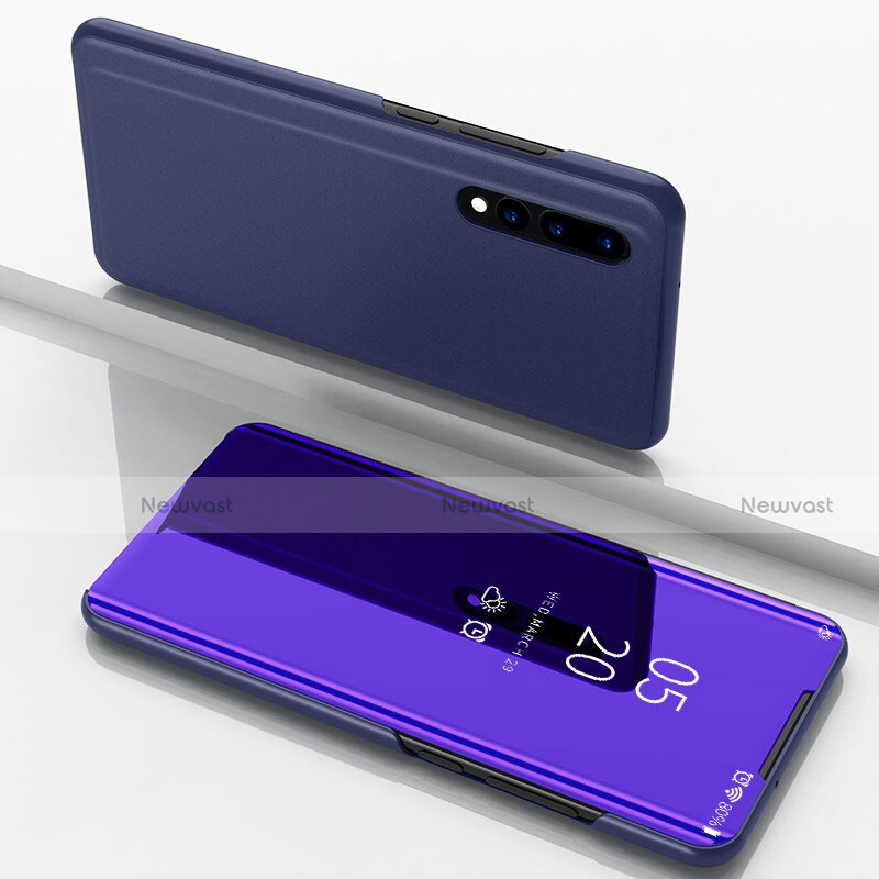 Leather Case Stands Flip Mirror Cover Holder for Huawei P30 Purple