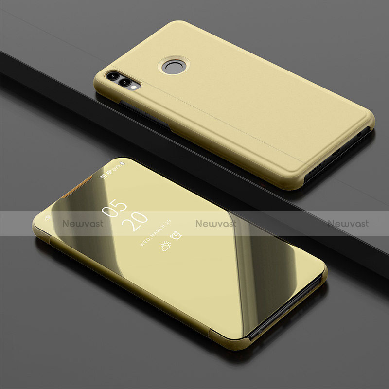 Leather Case Stands Flip Mirror Cover Holder for Huawei Y9 (2019) Gold