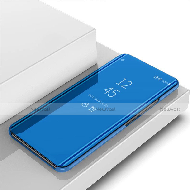 Leather Case Stands Flip Mirror Cover Holder for Motorola Moto G8 Power Lite Blue