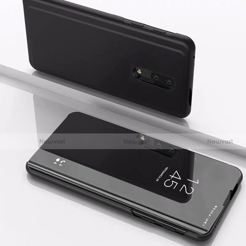 Leather Case Stands Flip Mirror Cover Holder for OnePlus 7 Black