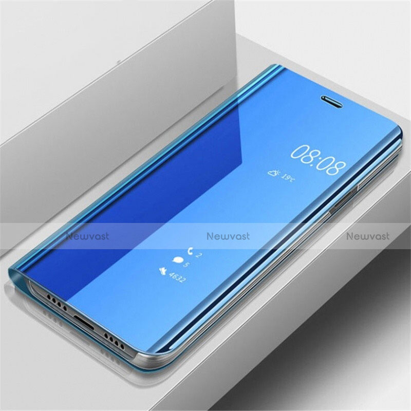 Leather Case Stands Flip Mirror Cover Holder for OnePlus 7 Pro Blue