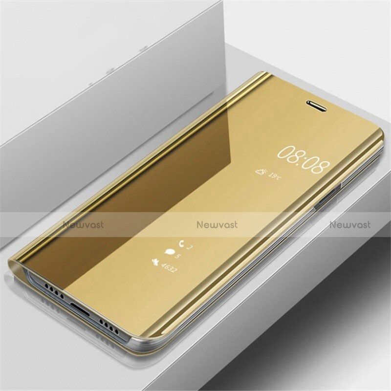 Leather Case Stands Flip Mirror Cover Holder for OnePlus 7 Pro Gold