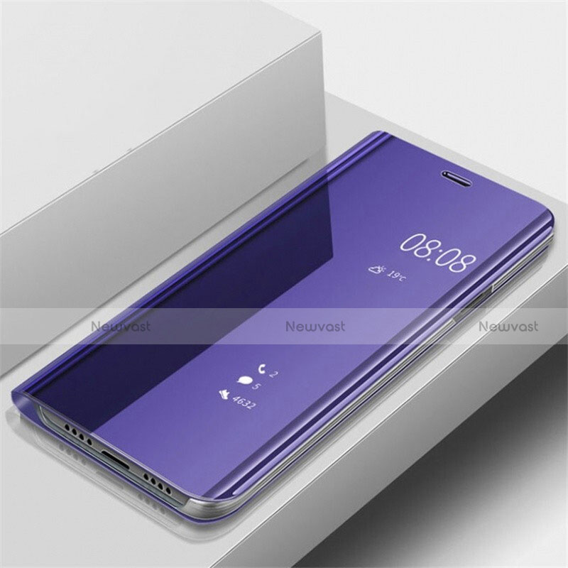 Leather Case Stands Flip Mirror Cover Holder for OnePlus 7 Pro Purple