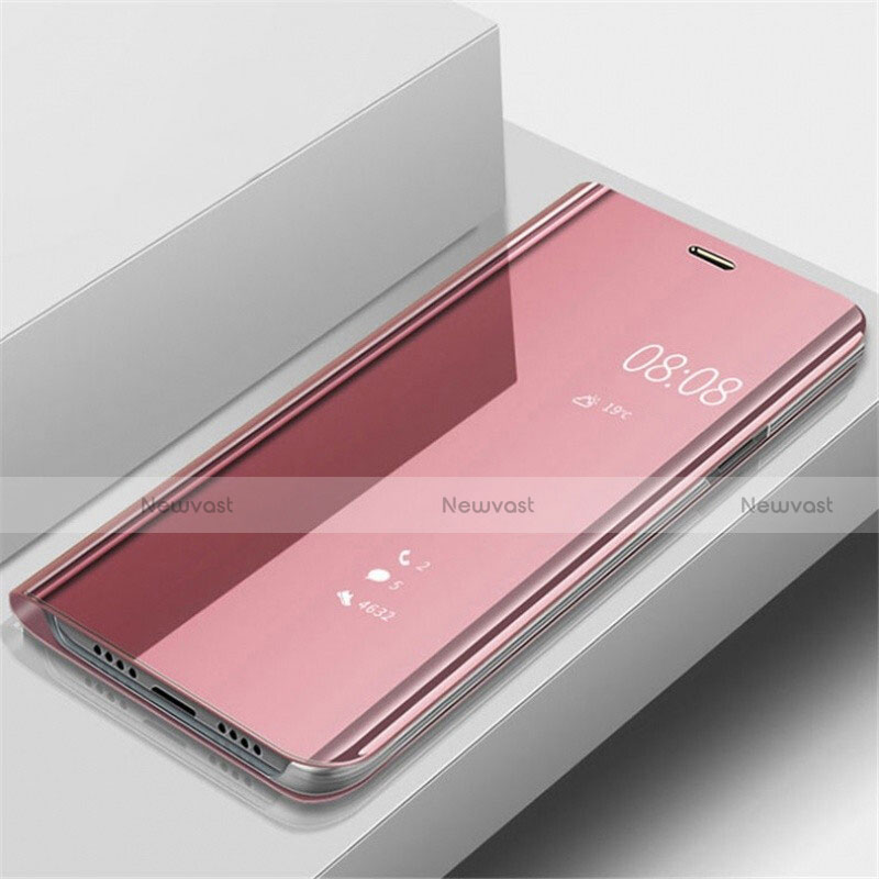 Leather Case Stands Flip Mirror Cover Holder for OnePlus 7 Pro Rose Gold