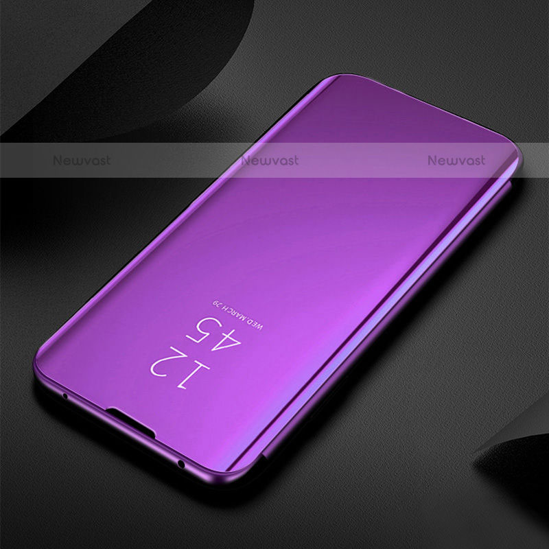 Leather Case Stands Flip Mirror Cover Holder for OnePlus Nord N200 5G Purple