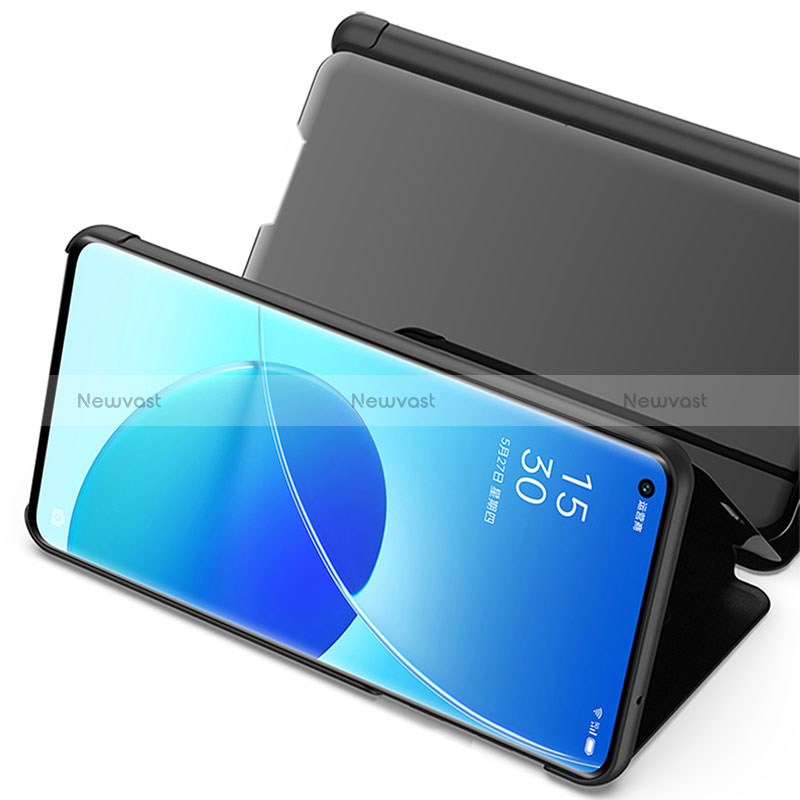 Leather Case Stands Flip Mirror Cover Holder for Oppo Reno6 Pro 5G