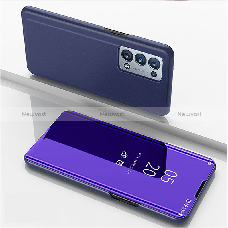 Leather Case Stands Flip Mirror Cover Holder for Oppo Reno6 Pro 5G