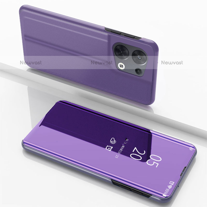 Leather Case Stands Flip Mirror Cover Holder for Oppo Reno9 Pro+ Plus 5G