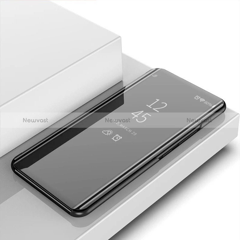 Leather Case Stands Flip Mirror Cover Holder for Realme 9i 4G Black