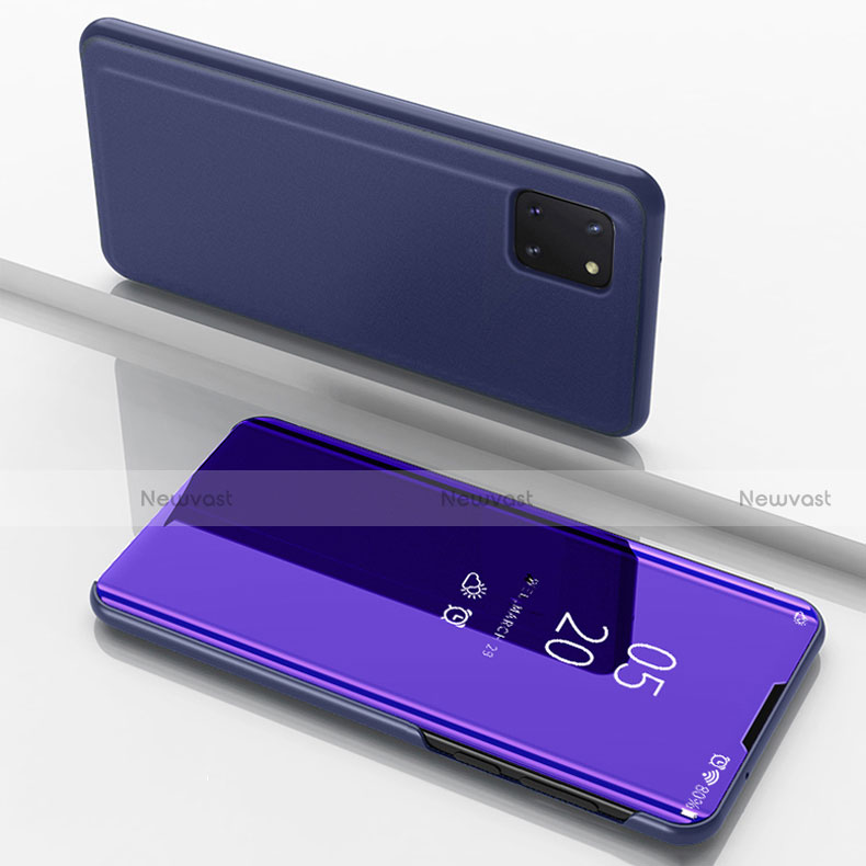 Leather Case Stands Flip Mirror Cover Holder for Samsung Galaxy A81 Purple