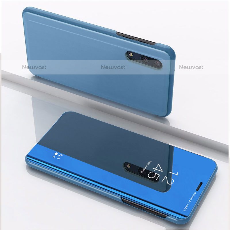 Leather Case Stands Flip Mirror Cover Holder for Samsung Galaxy M10 Blue