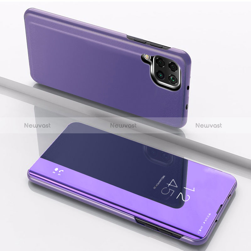 Leather Case Stands Flip Mirror Cover Holder for Samsung Galaxy M12 Purple
