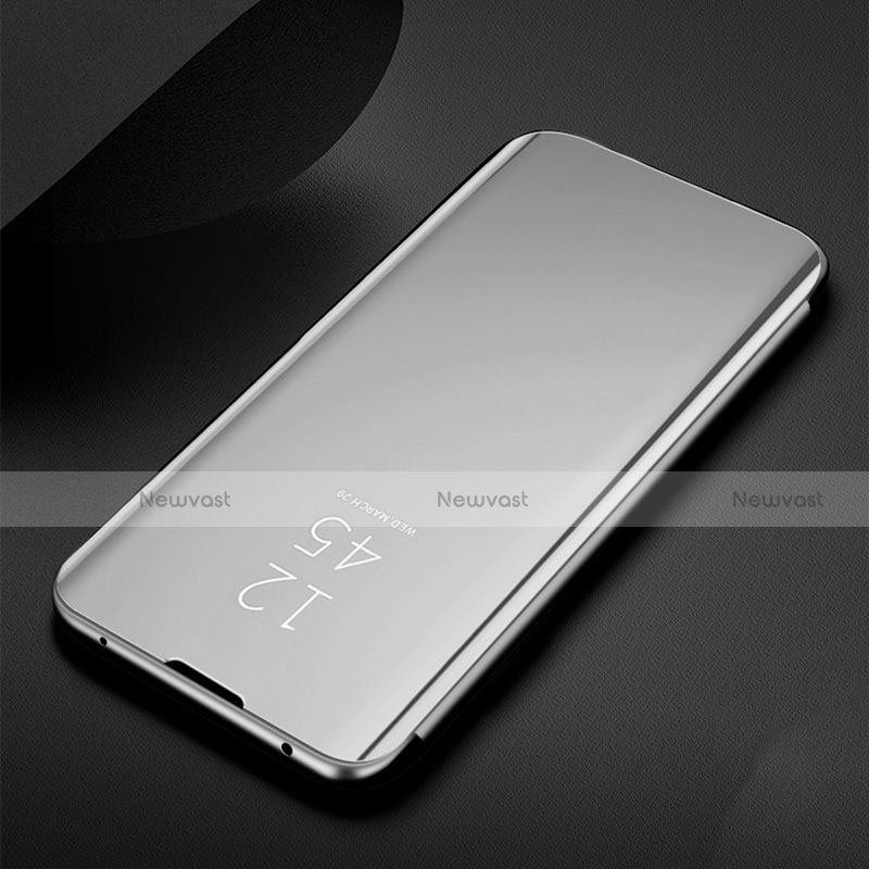 Leather Case Stands Flip Mirror Cover Holder for Samsung Galaxy M30s Silver