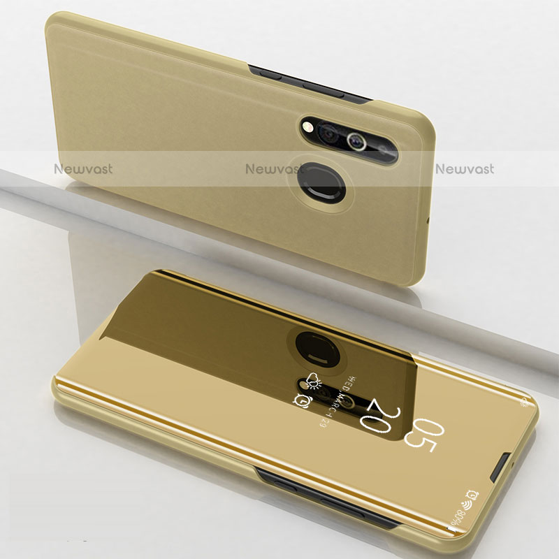 Leather Case Stands Flip Mirror Cover Holder for Samsung Galaxy M40 Gold