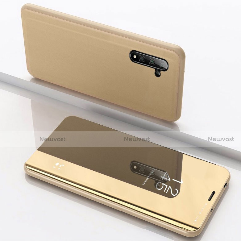 Leather Case Stands Flip Mirror Cover Holder for Samsung Galaxy Note 10 Gold