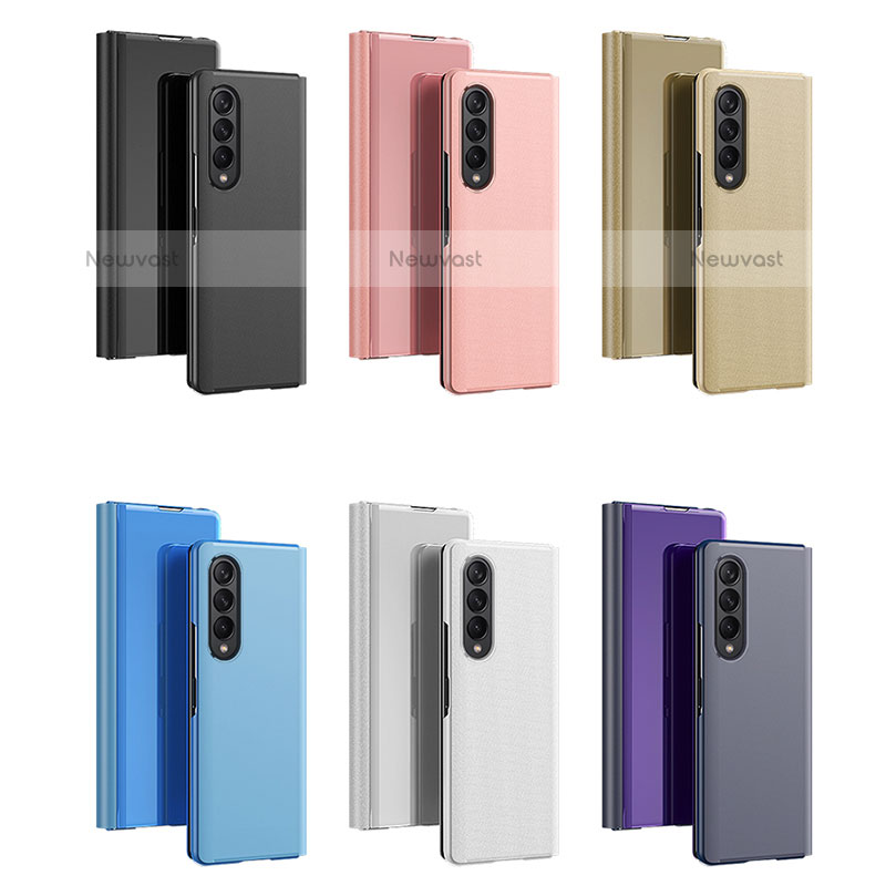 Leather Case Stands Flip Mirror Cover Holder for Samsung Galaxy Z Fold3 5G