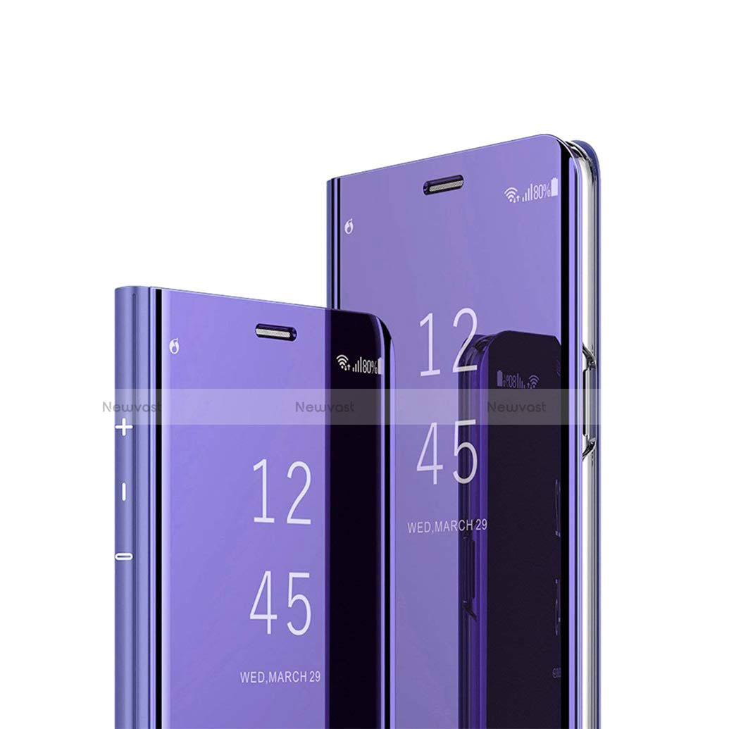 Leather Case Stands Flip Mirror Cover Holder for Sony Xperia XZ4 Purple