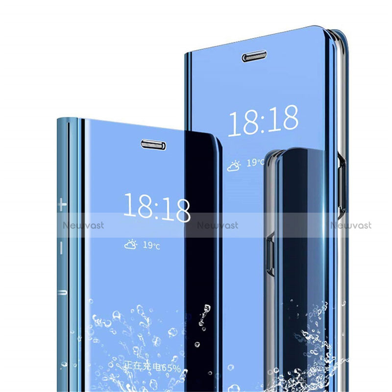 Leather Case Stands Flip Mirror Cover Holder for Xiaomi Mi 8 Pro Global Version Blue