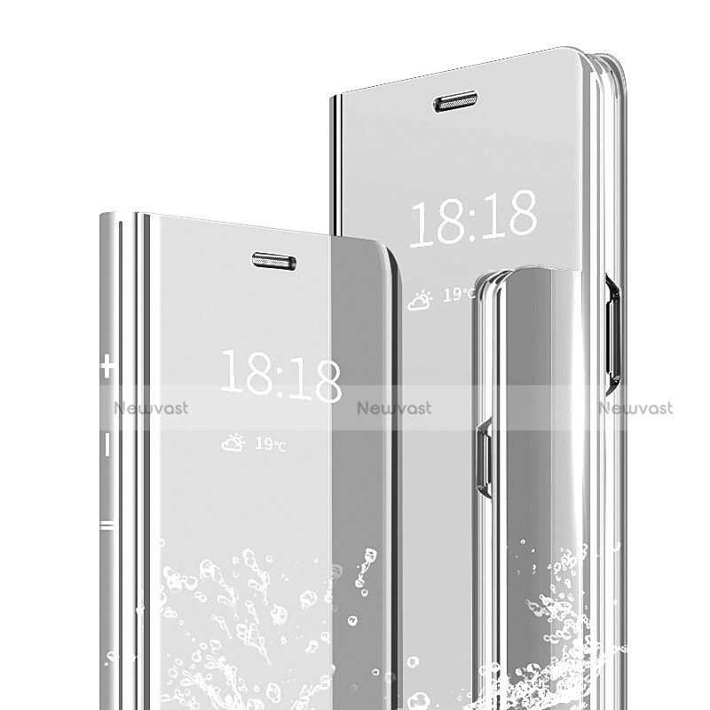 Leather Case Stands Flip Mirror Cover Holder for Xiaomi Mi 9 Pro Silver