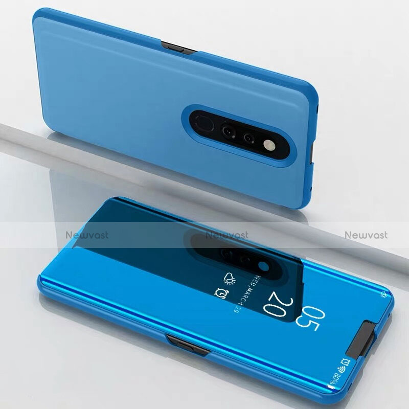 Leather Case Stands Flip Mirror Cover Holder for Xiaomi Mi 9T Pro Sky Blue