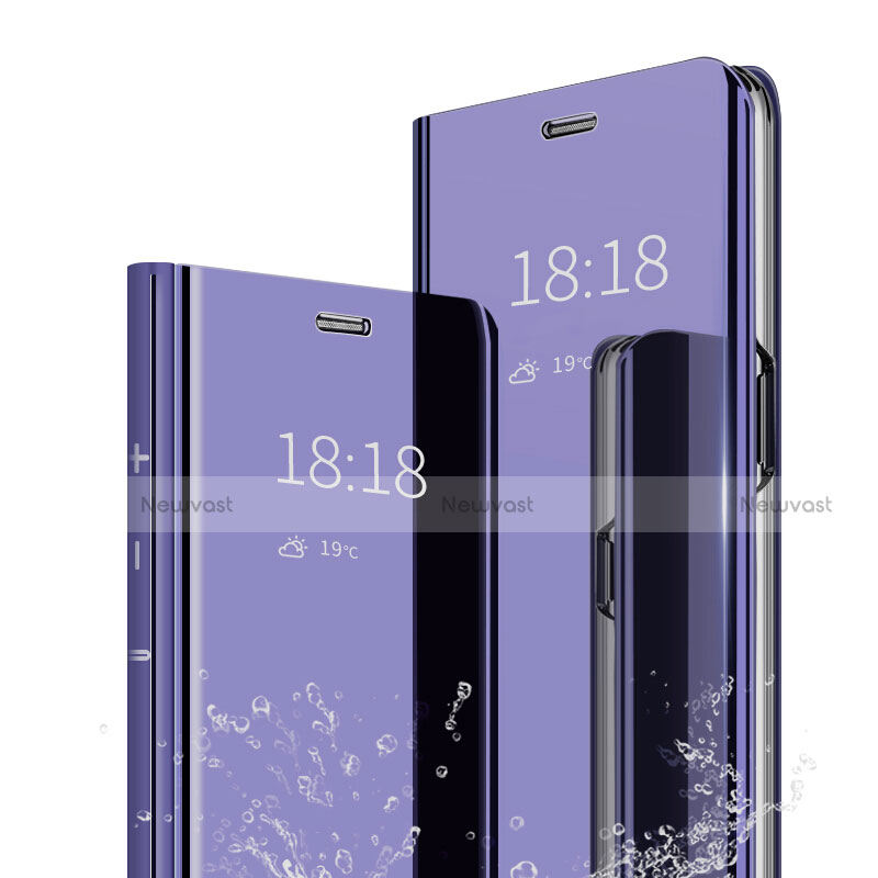 Leather Case Stands Flip Mirror Cover Holder for Xiaomi Mi A2 Purple