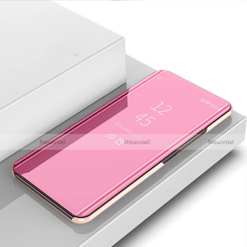 Leather Case Stands Flip Mirror Cover Holder for Xiaomi Mi Note 10 Lite Pink