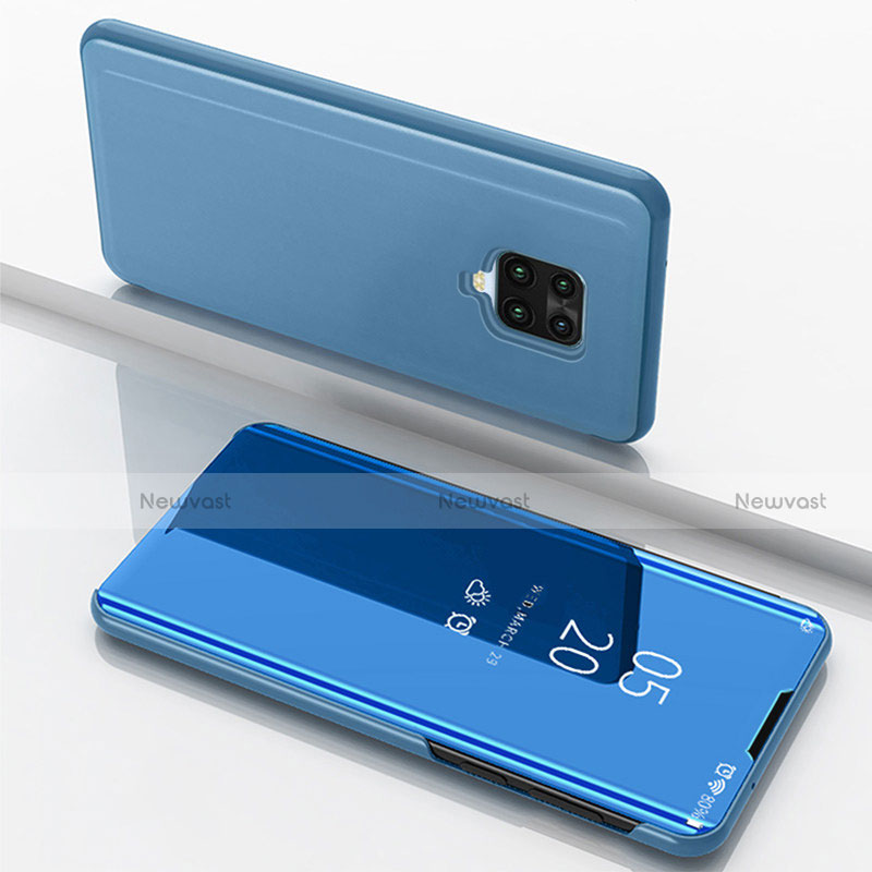 Leather Case Stands Flip Mirror Cover Holder for Xiaomi Poco M2 Pro Blue
