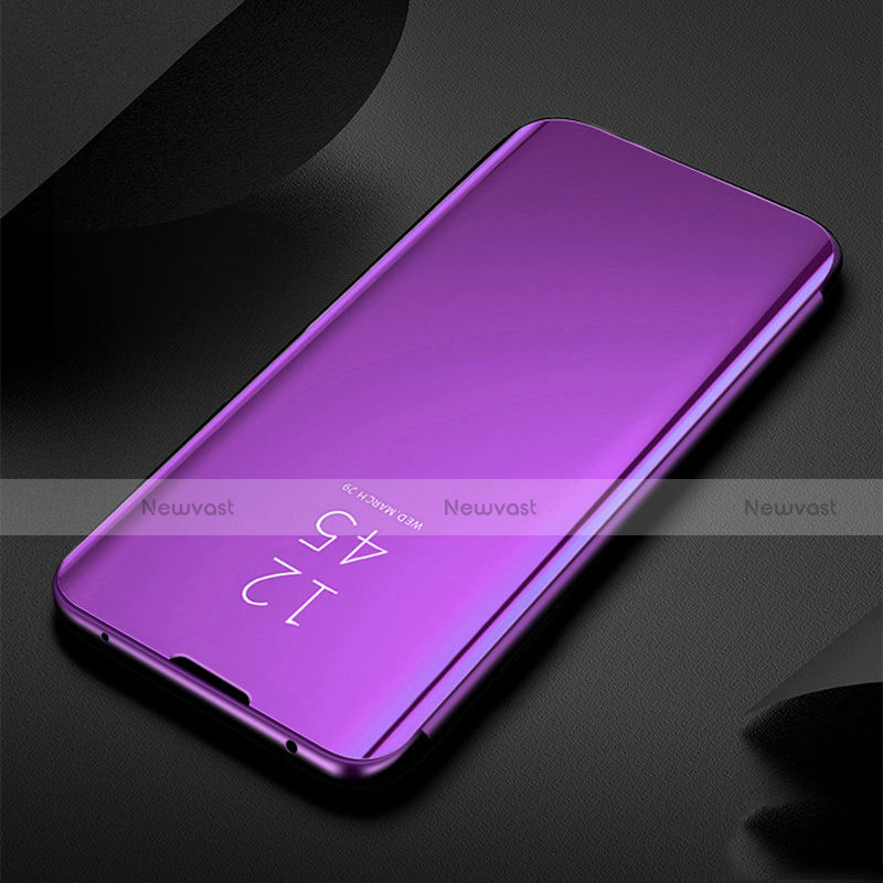 Leather Case Stands Flip Mirror Cover Holder for Xiaomi Redmi Note 8 (2021) Hot Pink