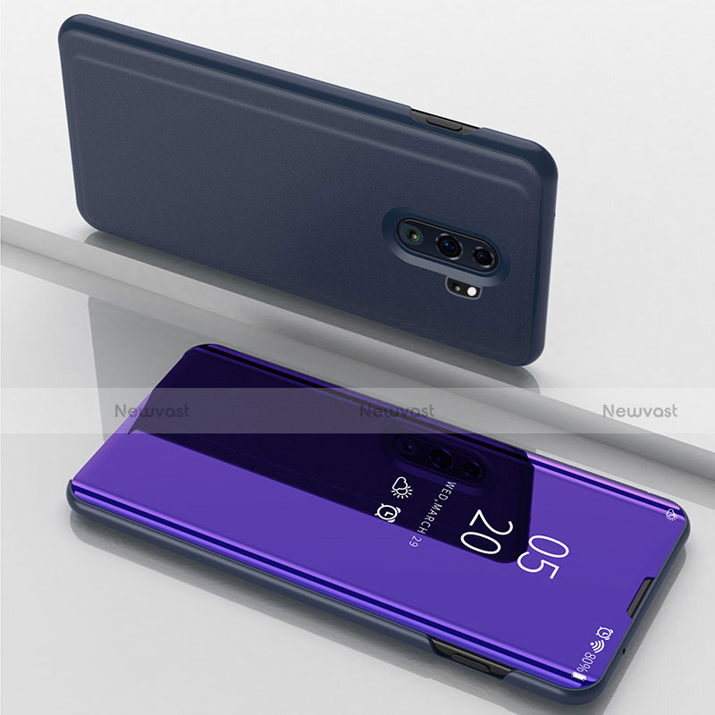 Leather Case Stands Flip Mirror Cover Holder for Xiaomi Redmi Note 8 Pro Purple