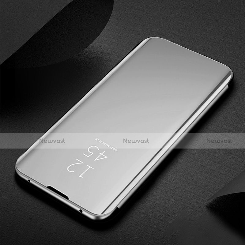 Leather Case Stands Flip Mirror Cover Holder L01 for Apple iPhone 13 Pro Max Silver
