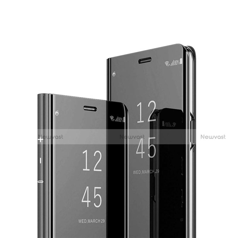 Leather Case Stands Flip Mirror Cover Holder L01 for Huawei Nova 7 5G Black