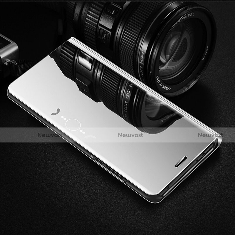 Leather Case Stands Flip Mirror Cover Holder L01 for Huawei Y9a Silver