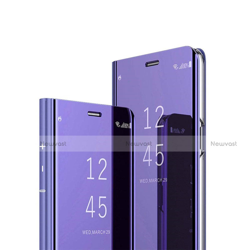 Leather Case Stands Flip Mirror Cover Holder L01 for OnePlus 8 Pro Purple