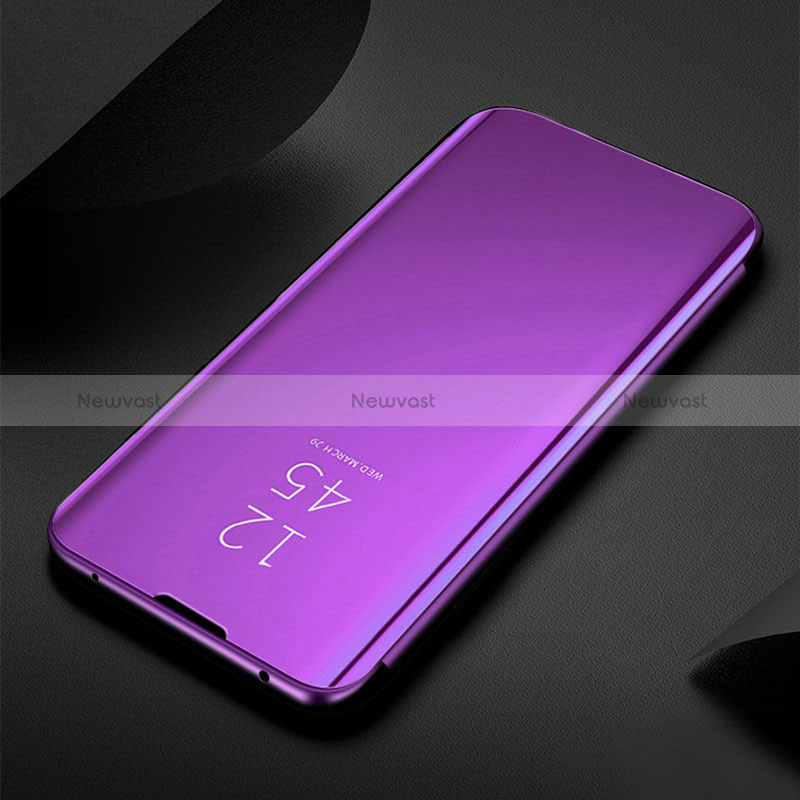 Leather Case Stands Flip Mirror Cover Holder L01 for Oppo Reno6 Pro 5G Purple