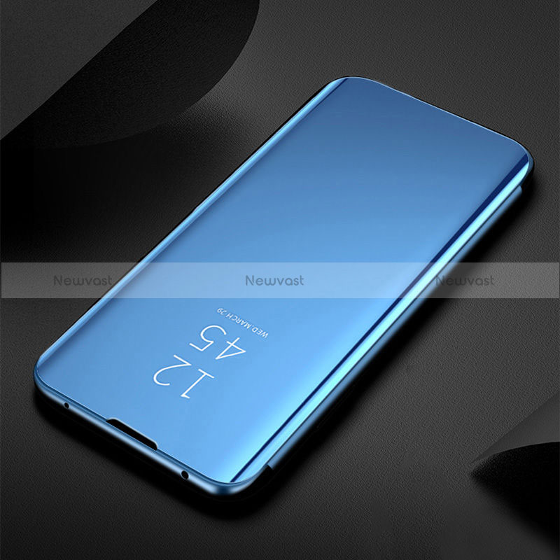 Leather Case Stands Flip Mirror Cover Holder L01 for Oppo Reno6 Pro+ Plus 5G Blue